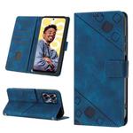 For Realme C55 Skin-feel Embossed Leather Phone Case(Blue)