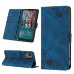 For Nokia C12 Skin-feel Embossed Leather Phone Case(Blue)