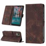 For Nokia C12 Skin-feel Embossed Leather Phone Case(Brown)