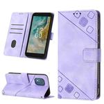 For Nokia C02 Skin-feel Embossed Leather Phone Case(Light Purple)