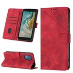 For Nokia C02 Skin-feel Embossed Leather Phone Case(Red)