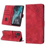 For Nokia C22 Skin-feel Embossed Leather Phone Case(Red)
