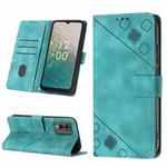 For Nokia C32 Skin-feel Embossed Leather Phone Case(Green)