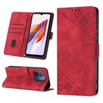 For Xiaomi Poco C55 / Redmi 12C / 11A Skin-feel Embossed Leather Phone Case(Red)