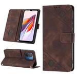 For Xiaomi Poco C55 / Redmi 12C / 11A Skin-feel Embossed Leather Phone Case(Brown)