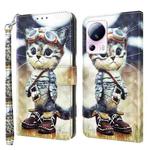 For Xiaomi 13 Lite 3D Painted Pattern Leather Phone Case(Naughty Cat)