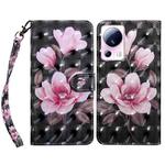 For Xiaomi 13 Lite 3D Painted Pattern Leather Phone Case(Pink Flower)