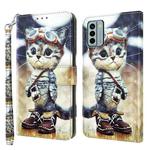 For Nokia G22 3D Painted Pattern Leather Phone Case(Naughty Cat)