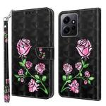 For Xiaomi Redmi Note 12 4G Global 3D Painted Pattern Leather Phone Case(Rose)