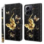 For Xiaomi Redmi Note 12 4G Global 3D Painted Pattern Leather Phone Case(Golden Butterfly)