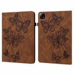 For Xiaomi Pad 6 Embossed Butterfly Pattern Leather Tablet Case(Brown)