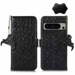 For Google Pixel 8 Pro Ostrich Pattern Genuine Leather RFID Phone Case(Black)