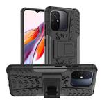 For Xiaomi Poco C55 Tire Texture TPU + PC Phone Case with Holder(Black)