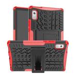 For Lenovo Tab M9 Tire Texture TPU + PC Tablet Case with Holder(Red)