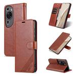 For Huawei P60 Art AZNS Sheepskin Texture Flip Leather Phone Case(Brown)
