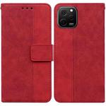 For Huawei nova Y61 / Enjoy 50z Geometric Embossed Leather Phone Case(Red)