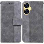 For Realme C55 Geometric Embossed Leather Phone Case(Grey)