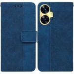 For Realme C55 Geometric Embossed Leather Phone Case(Blue)