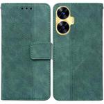 For Realme C55 Geometric Embossed Leather Phone Case(Green)