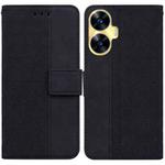 For Realme C55 Geometric Embossed Leather Phone Case(Black)