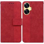 For Realme C55 Geometric Embossed Leather Phone Case(Red)