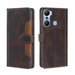 For Infinix Hot 12 Pro Skin Feel Magnetic Buckle Leather Phone Case(Brown)
