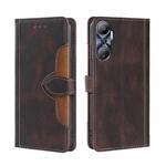 For Infinix Hot 20 4G Skin Feel Magnetic Buckle Leather Phone Case(Brown)