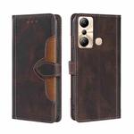 For Infinix Hot 20i Skin Feel Magnetic Buckle Leather Phone Case(Brown)