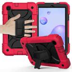 For Samsung Galaxy Tab A 8.4 (2020) Shockproof  PC + Silicone Combination Case with Holder & Hand Strap & Shoulder strap(Red+Black)