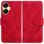For Realme C55 Tiger Embossing Pattern Flip Leather Phone Case(Red)