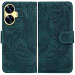 For Realme C55 Tiger Embossing Pattern Flip Leather Phone Case(Green)
