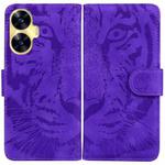 For Realme C55 Tiger Embossing Pattern Flip Leather Phone Case(Purple)