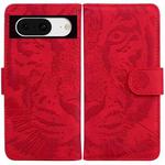 For Google Pixel 8 Tiger Embossing Pattern Flip Leather Phone Case(Red)