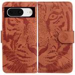 For Google Pixel 8 Tiger Embossing Pattern Flip Leather Phone Case(Brown)