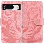 For Google Pixel 8 Tiger Embossing Pattern Flip Leather Phone Case(Pink)