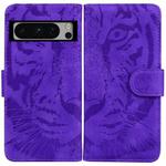 For Google Pixel 8 Pro Tiger Embossing Pattern Flip Leather Phone Case(Purple)