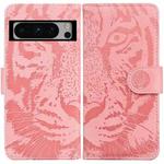 For Google Pixel 8 Pro Tiger Embossing Pattern Flip Leather Phone Case(Pink)