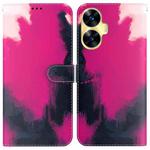 For Realme C55 Watercolor Pattern Flip Leather Phone Case(Berry)