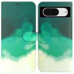 For Google Pixel 8 Watercolor Pattern Flip Leather Phone Case(Cyan Green)