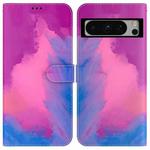 For Google Pixel 8 Pro Watercolor Pattern Flip Leather Phone Case(Purple Red)