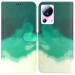 For Xiaomi 13 Lite / Civi 2 Watercolor Pattern Flip Leather Phone Case(Cyan Green)