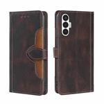 For Tecno Pova 3 Skin Feel Magnetic Buckle Leather Phone Case(Brown)