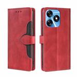 For Tecno Spark 10 4G Skin Feel Magnetic Buckle Leather Phone Case(Red)