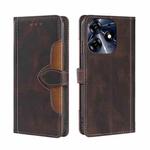 For Tecno Spark 10 Pro Skin Feel Magnetic Buckle Leather Phone Case(Brown)