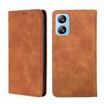 For Blackview A52 Skin Feel Magnetic Horizontal Flip Leather Phone Case(Light Brown)
