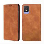 For TCL 403 Skin Feel Magnetic Horizontal Flip Leather Phone Case(Light Brown)