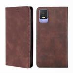 For TCL 403 Skin Feel Magnetic Horizontal Flip Leather Phone Case(Dark Brown)