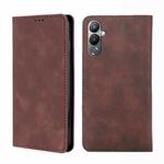 For Tecno Pova 4 Skin Feel Magnetic Horizontal Flip Leather Phone Case(Dark Brown)