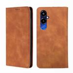 For Tecno Pova 4 Pro Skin Feel Magnetic Horizontal Flip Leather Phone Case(Light Brown)