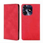 For Tecno Spark 10 Pro Skin Feel Magnetic Horizontal Flip Leather Phone Case(Red)